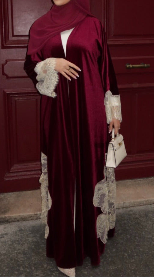 Abaya RED Velvet - hijab included