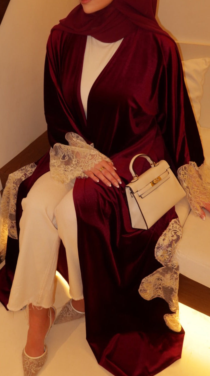 Abaya RED Velvet - hijab included