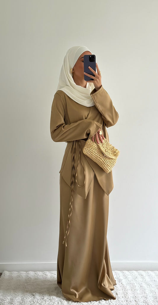 ENSEMBLE SATINÉ CHAMPAGNE