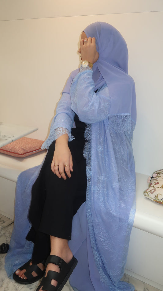 [CREATION ATELIER DUBAÏ]
Kimono en Dentelle doublé mousseline - hijab inclus