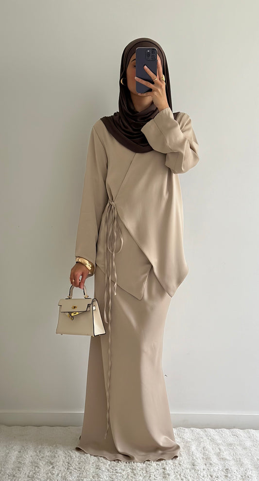 ENSEMBLE SATINÉ BEIGE
