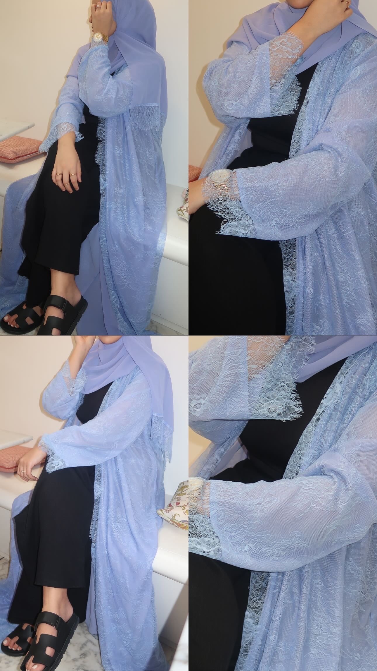 [CREATION ATELIER DUBAÏ]
Kimono en Dentelle doublé mousseline - hijab inclus